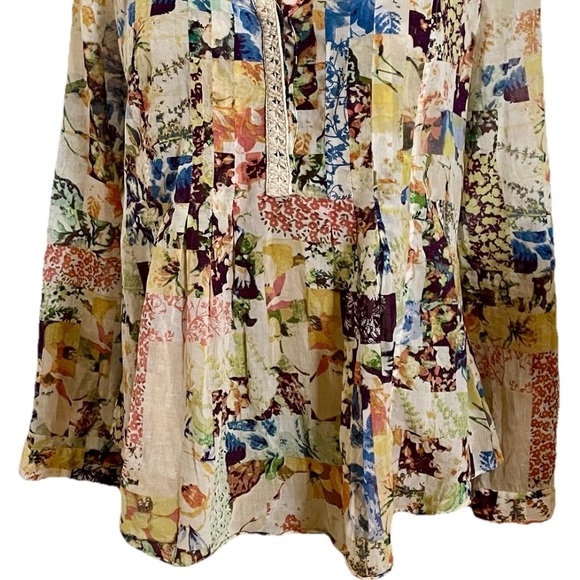 Anthropologie MAEVE Abella Floral CottageCore PINTUCK Babydoll Tunic TOP Size 6 - Picture 12 of 16